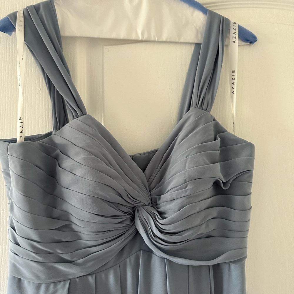 Azazie bridesmaid dress, dusty blue color, size 10, used one time like new - Picture 7 of 11